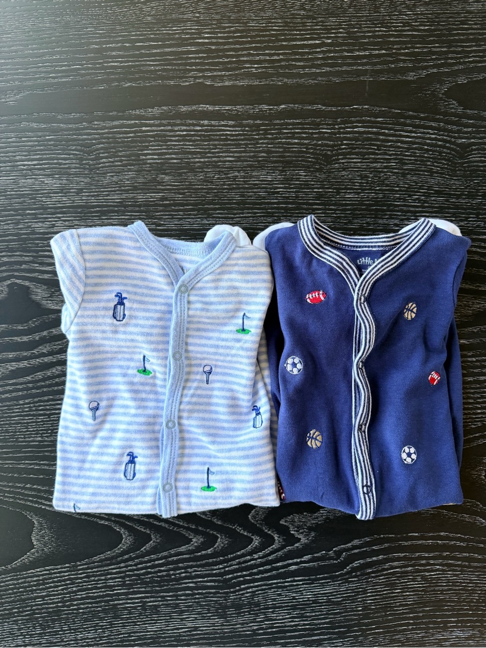 Little Me Baby Footies Set - Light Blue Golf & Navy Sports